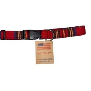 NWT Red Plaid Adjustable Dog Collar Size Large 14”-24”